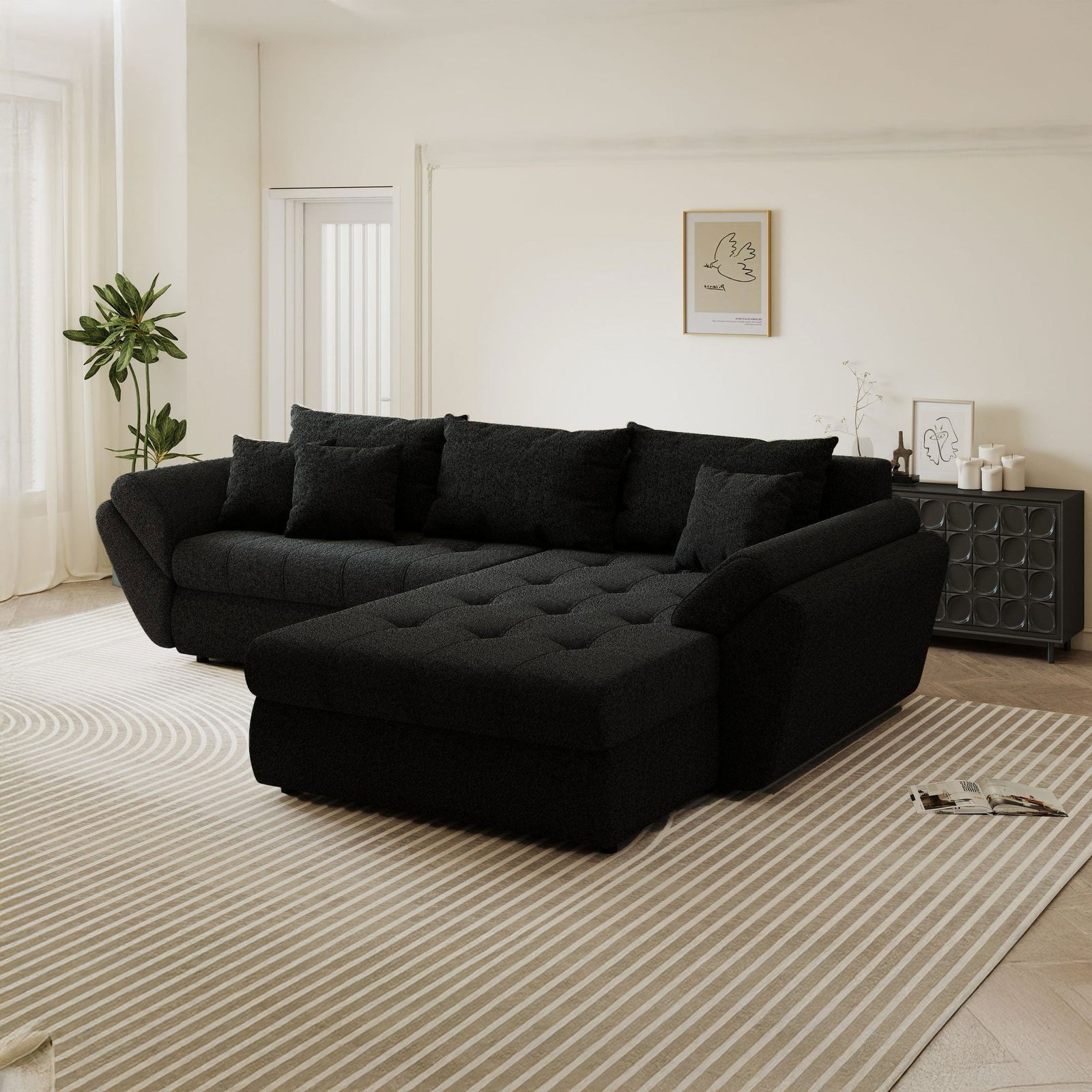 Colțar extensibil dumonde cu ladă de depozitare Loana Monte Negru II 270x185 cm