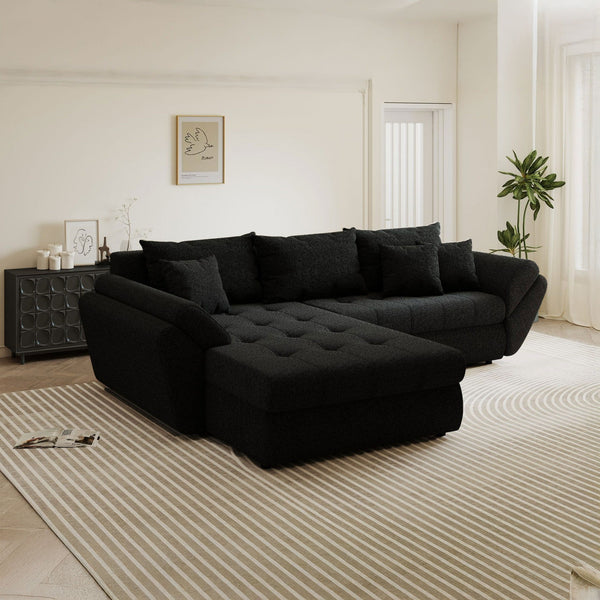 Colțar extensibil dumonde cu ladă de depozitare Loana Monte Negru 270x185 cm