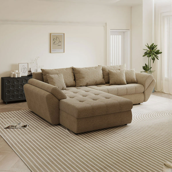 Colțar extensibil dumonde cu ladă de depozitare Loana Quelle Bej 270x185 cm