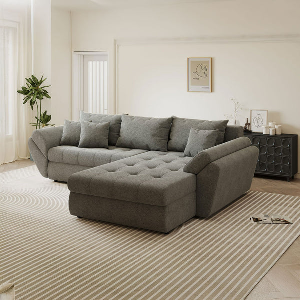 Colțar extensibil dumonde cu ladă de depozitare Loana Quelle Gri II 270x185 cm