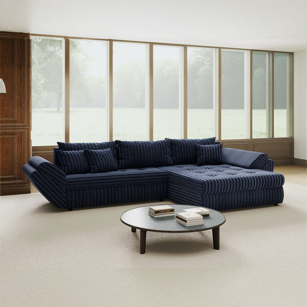 Colțar extensibil dumonde cu ladă de depozitare Loana Tilia Albastru II 270x185 cm