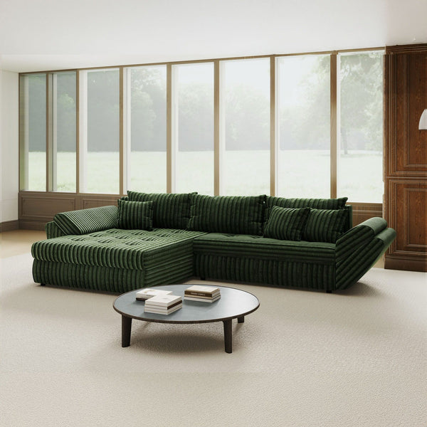 Colțar extensibil dumonde cu ladă de depozitare Loana Tilia Verde 270x185 cm