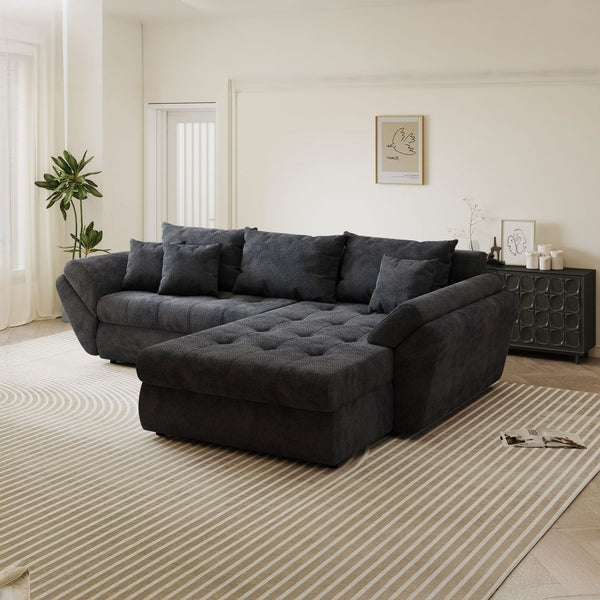 Colțar extensibil dumonde cu ladă de depozitare Loana Vibe Gri antracit II 270x185 cm