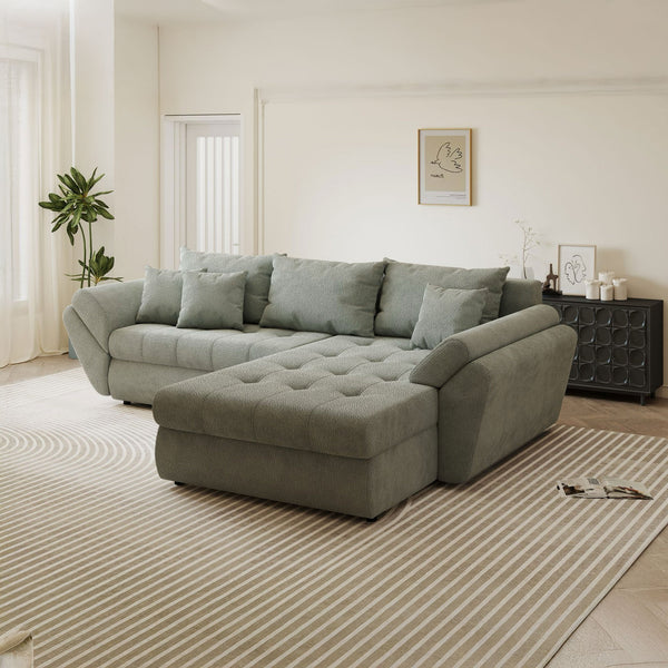 Colțar extensibil dumonde cu ladă de depozitare Loana Vibe Mint II 270x185 cm