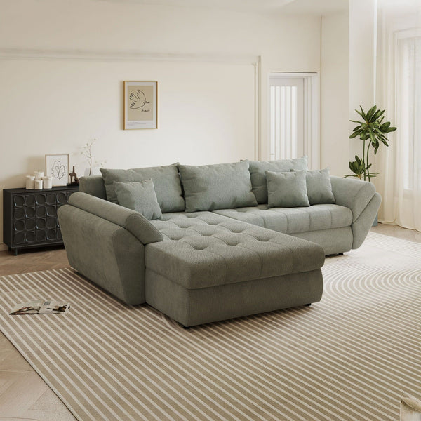 Colțar extensibil dumonde cu ladă de depozitare Loana Vibe Mint 270x185 cm