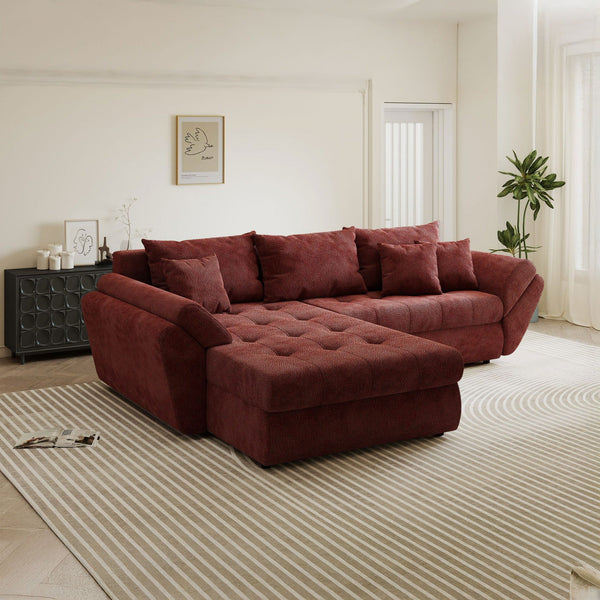 Colțar extensibil dumonde cu ladă de depozitare Loana Vibe Rosu 270x185 cm