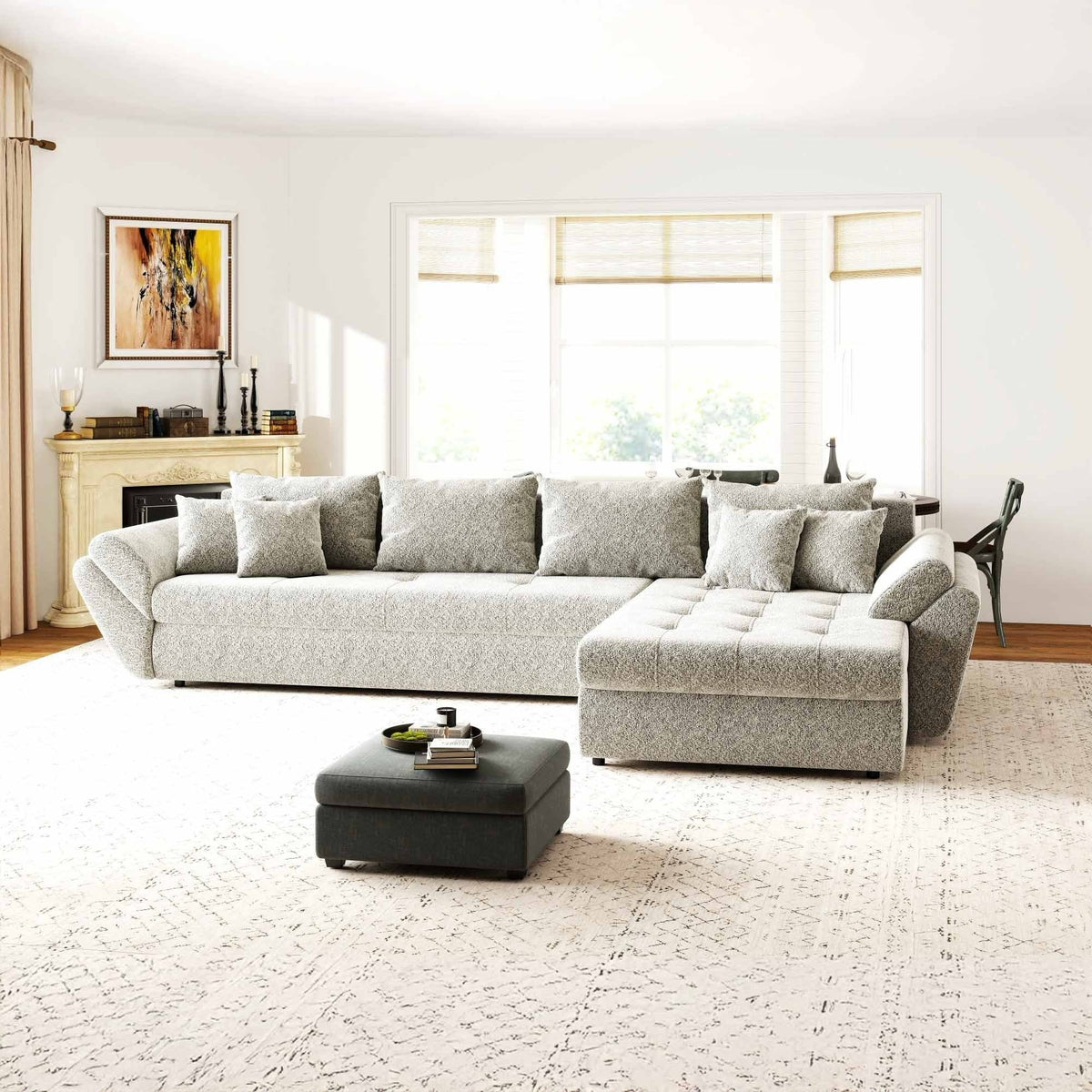 Colțar extensibil dumonde cu ladă de depozitare Loana XL Arena Bej 02 II 335x185 cm