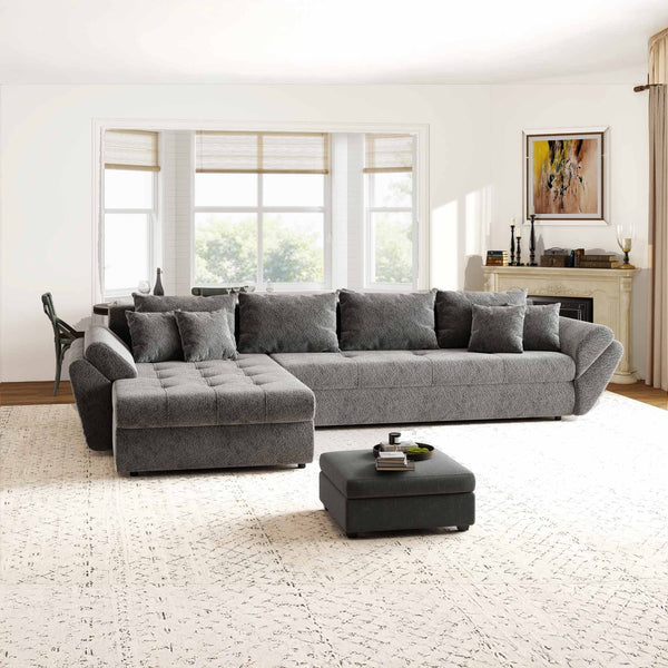Colțar extensibil dumonde cu ladă de depozitare Loana XL Arena Gri Grafit 335x185 cm
