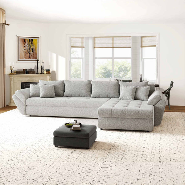 Colțar extensibil dumonde cu ladă de depozitare Loana XL Arena Gri II 335x185 cm