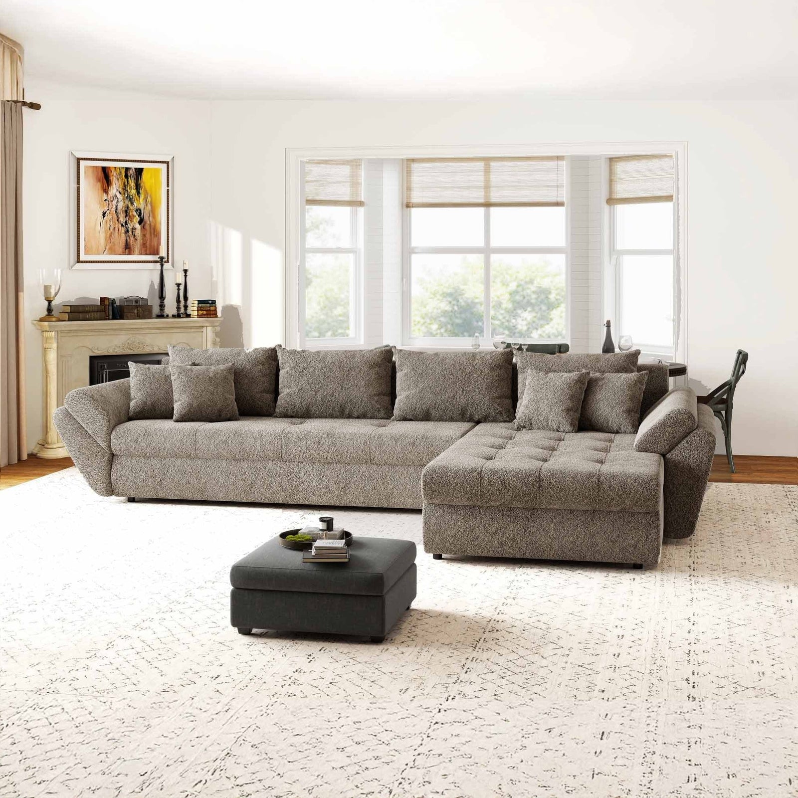 Colțar extensibil dumonde cu ladă de depozitare Loana XL Arena Maro II 335x185 cm