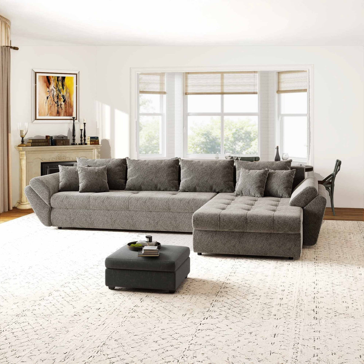Colțar extensibil dumonde cu ladă de depozitare Loana XL Arena Taupe II 335x185 cm