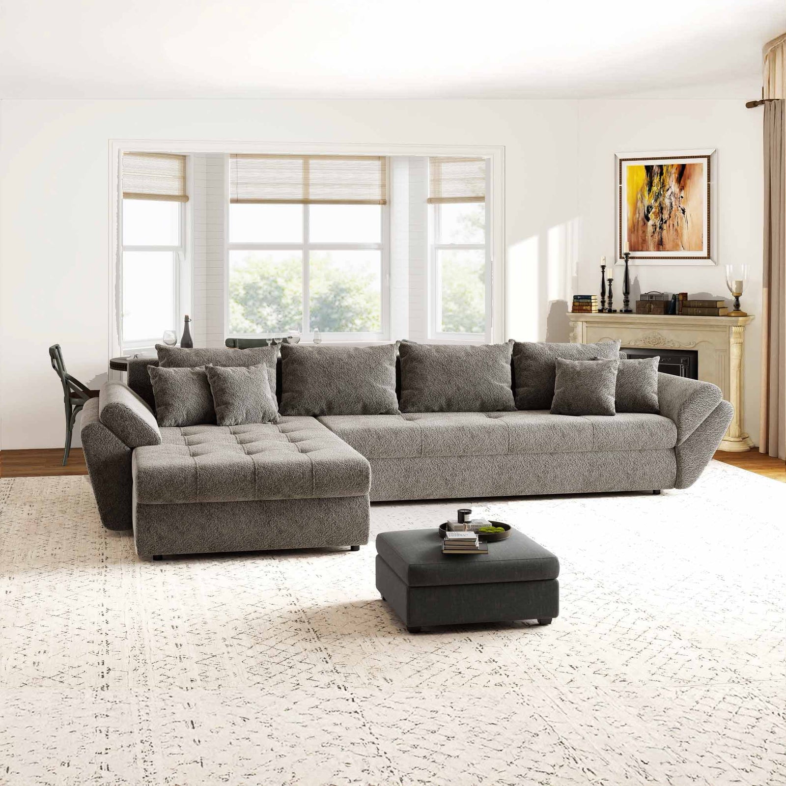 Colțar extensibil dumonde cu ladă de depozitare Loana XL Arena Taupe 335x185 cm