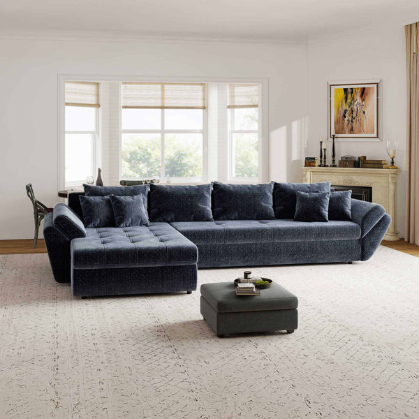 Colțar extensibil dumonde cu ladă de depozitare Loana XL Cremona Albastru 335x185 cm