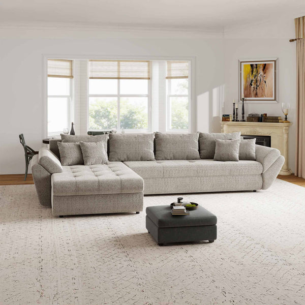 Colțar extensibil dumonde cu ladă de depozitare Loana XL Cremona Bej 14 335x185 cm