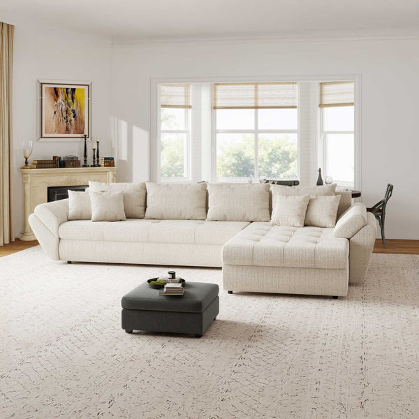 Colțar extensibil dumonde cu ladă de depozitare Loana XL Cremona Gri Deschis II 335x185 cm