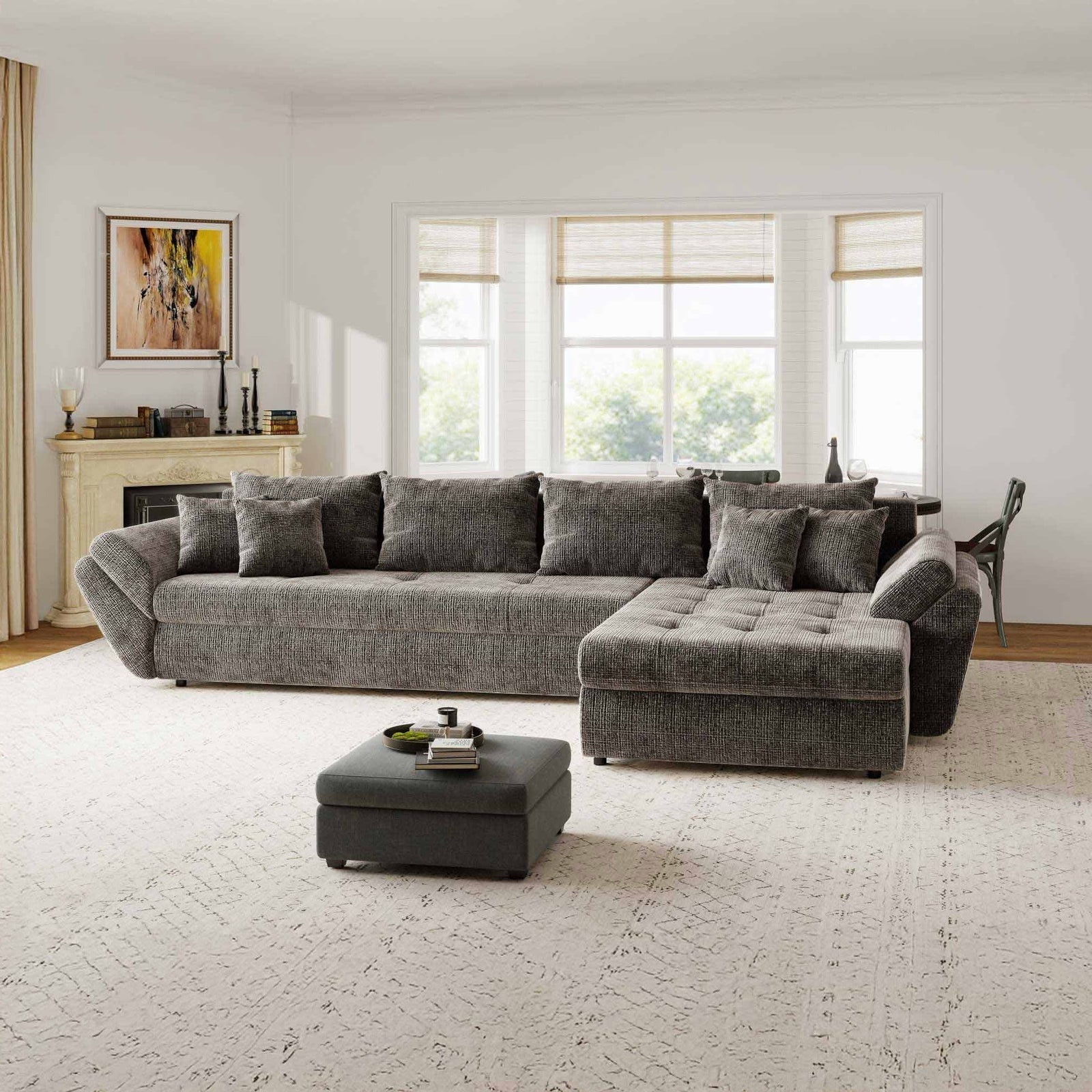 Colțar extensibil dumonde cu ladă de depozitare Loana XL Cremona Maro-bej II 335x185 cm