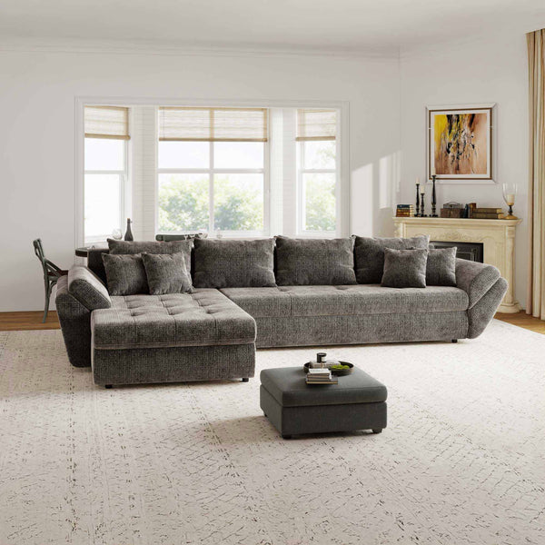 Colțar extensibil dumonde cu ladă de depozitare Loana XL Cremona Maro-bej 335x185 cm