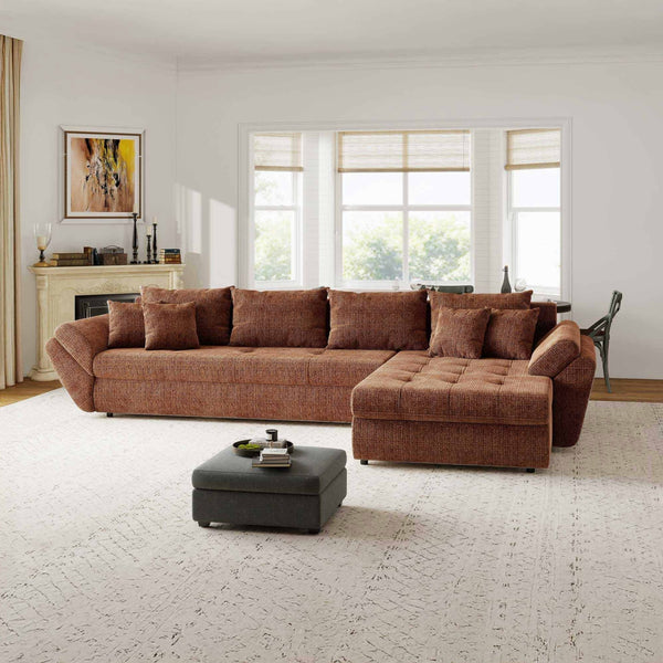 Colțar extensibil dumonde cu ladă de depozitare Loana XL Cremona Teracota II 335x185 cm