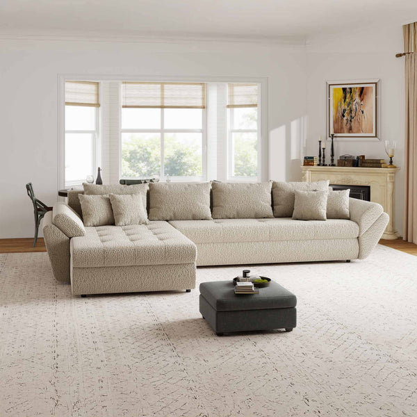 Colțar extensibil dumonde cu ladă de depozitare Loana XL Jaguar Bej 335x185 cm