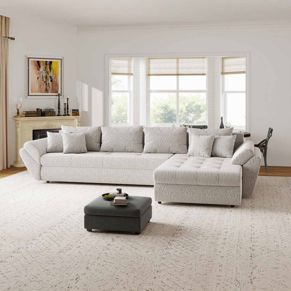Colțar extensibil dumonde cu ladă de depozitare Loana XL Jaguar Gri II 335x185 cm