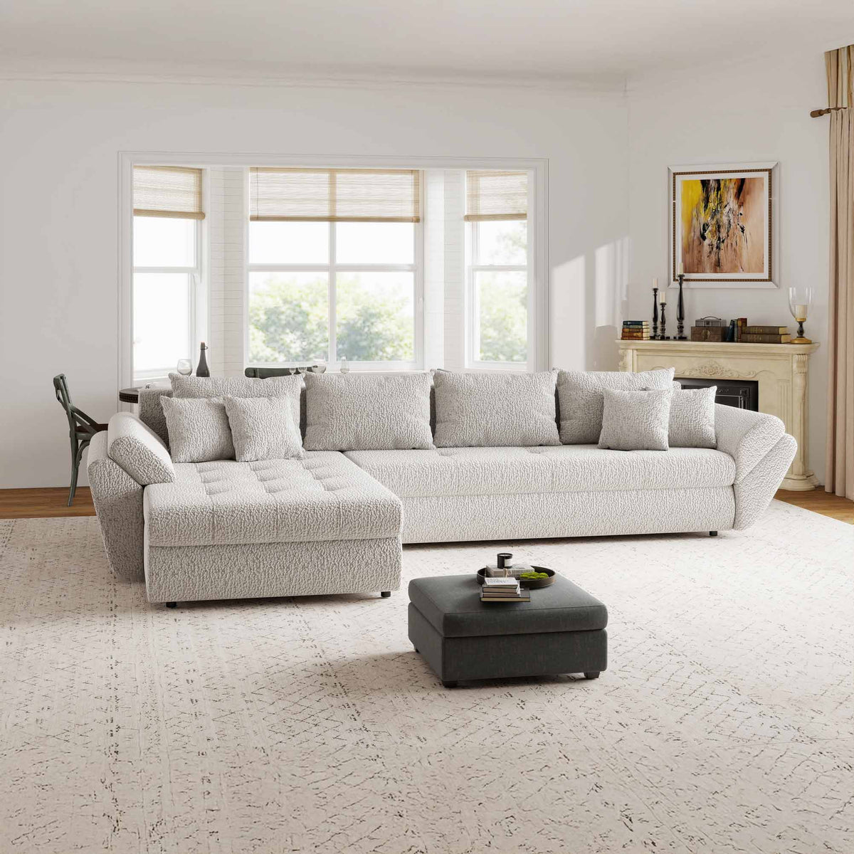 Colțar extensibil dumonde cu ladă de depozitare Loana XL Jaguar Gri 335x185 cm