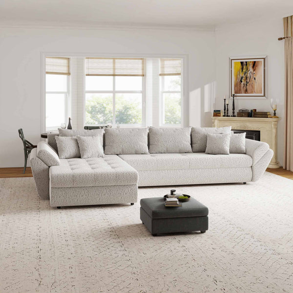 Colțar extensibil dumonde cu ladă de depozitare Loana XL Jaguar Gri 335x185 cm