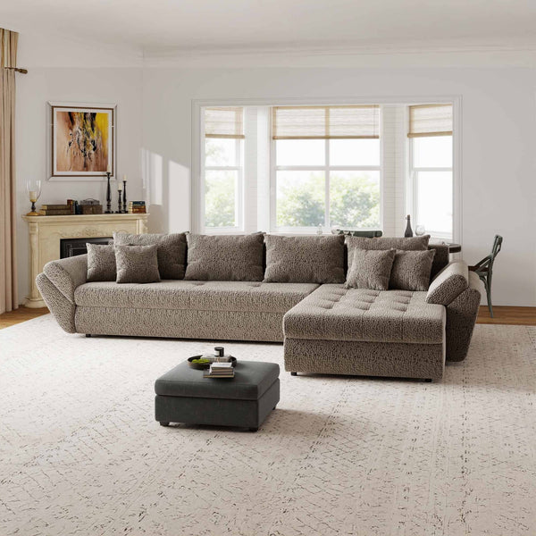 Colțar extensibil dumonde cu ladă de depozitare Loana XL Jaguar Maro Cappuccino II 335x185 cm