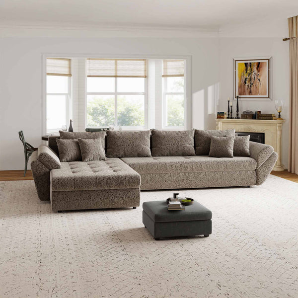 Colțar extensibil dumonde cu ladă de depozitare Loana XL Jaguar Maro Cappuccino 335x185 cm
