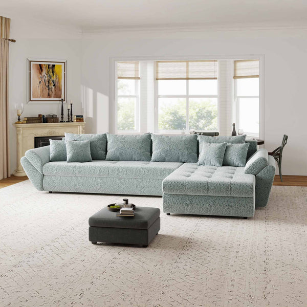 Colțar extensibil dumonde cu ladă de depozitare Loana XL Jaguar Verde Mint II 335x185 cm