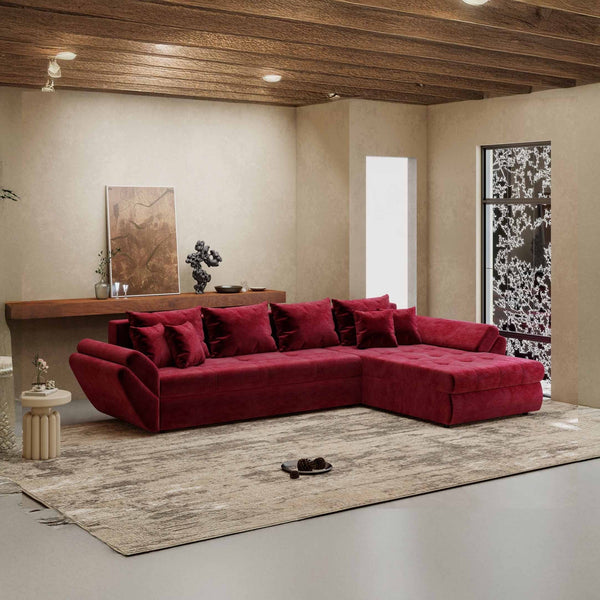 Colțar extensibil dumonde cu ladă de depozitare Loana XL Monolith Rosu II 335x185 cm