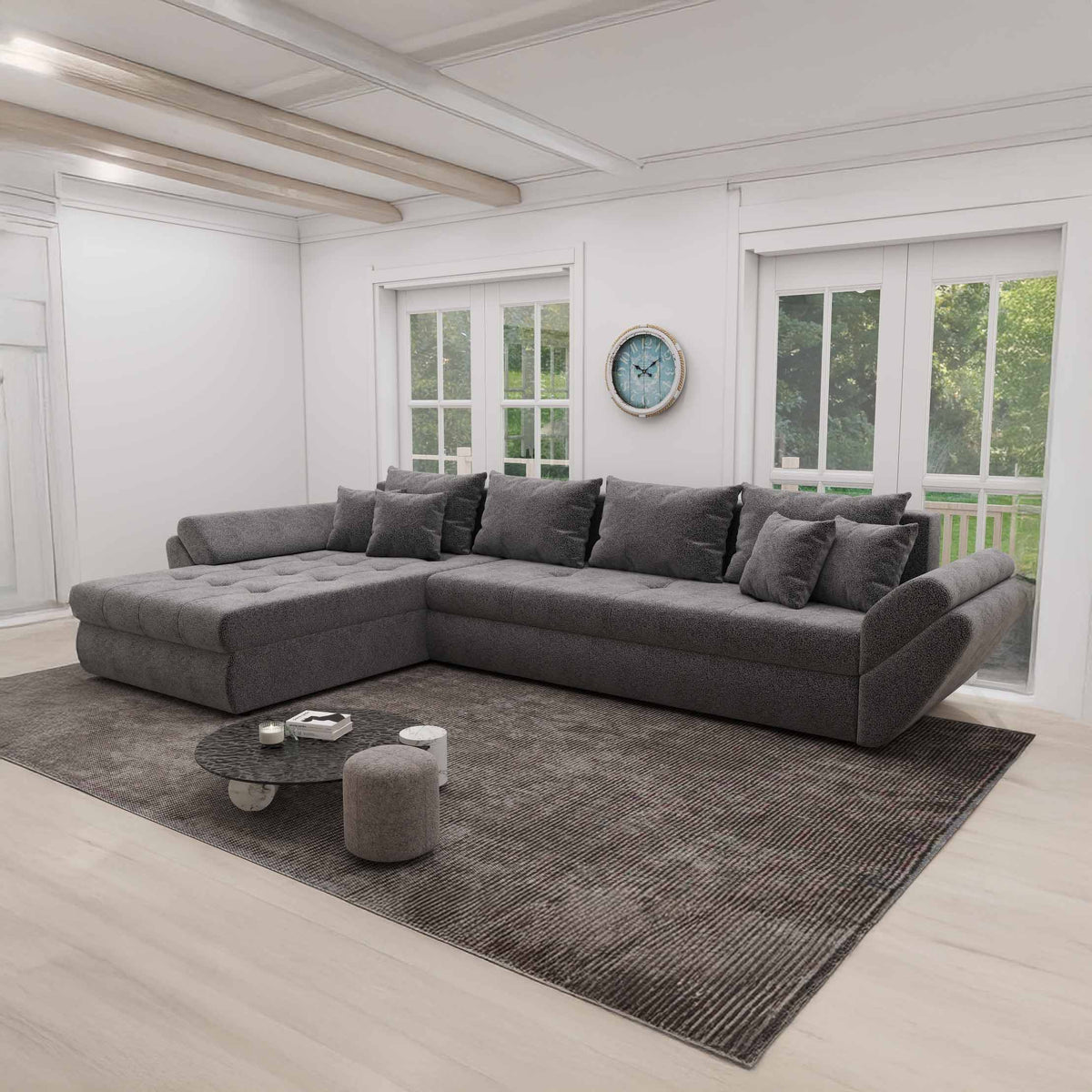 Colțar extensibil dumonde cu ladă de depozitare Loana XL Quelle Gri 92 335x185 cm