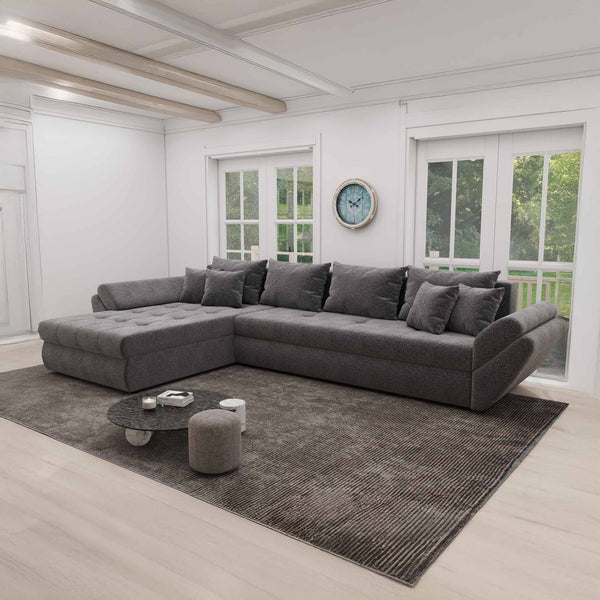 Colțar extensibil dumonde cu ladă de depozitare Loana XL Quelle Gri 92 335x185 cm