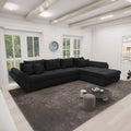 Colțar extensibil dumonde cu ladă de depozitare Loana XL Quelle Negru II 335x185 cm