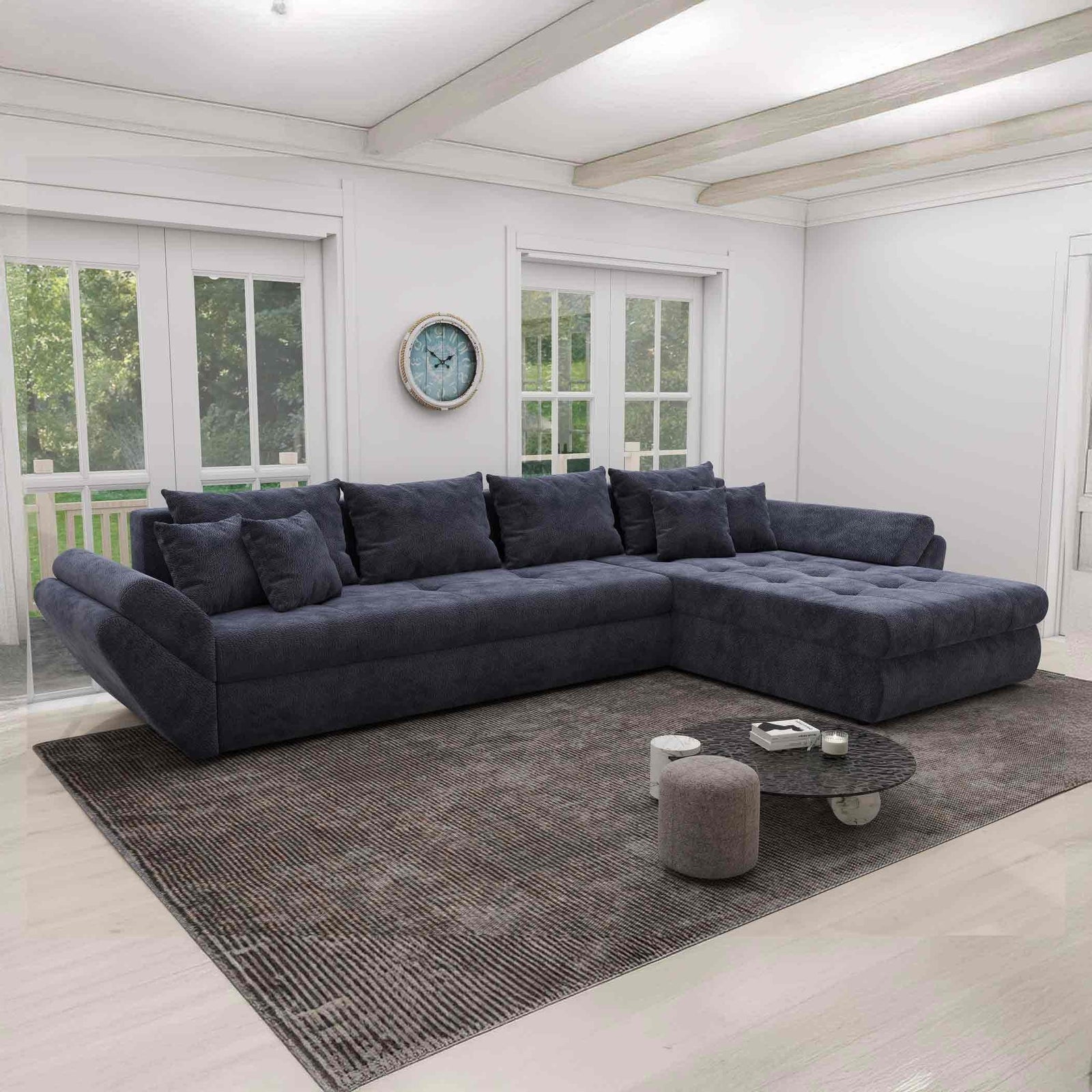 Colțar extensibil dumonde cu ladă de depozitare Loana XL Vibe Albastru II 335x185 cm