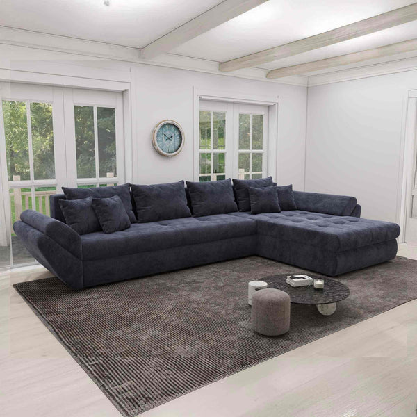 Colțar extensibil dumonde cu ladă de depozitare Loana XL Vibe Albastru II 335x185 cm