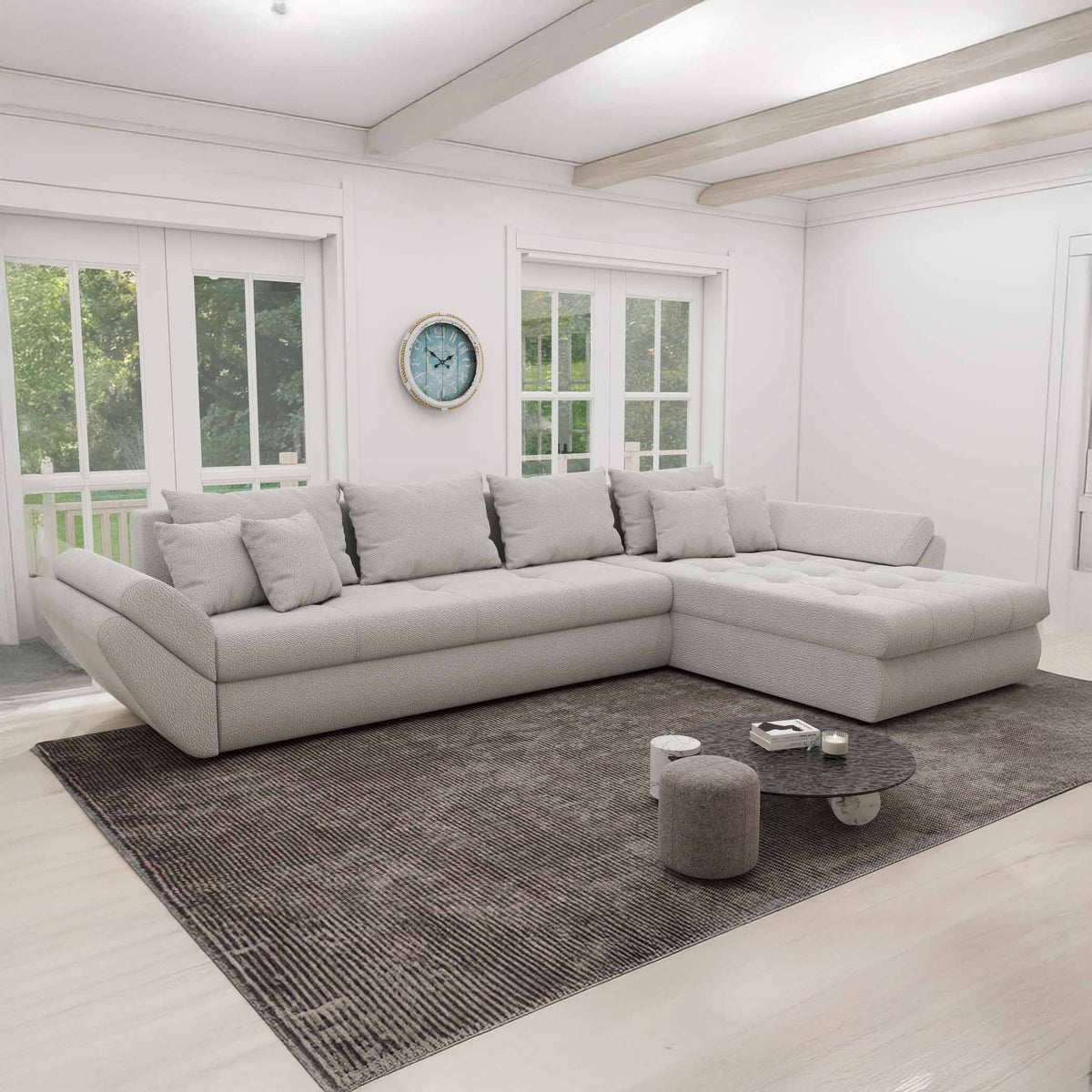 Colțar extensibil dumonde cu ladă de depozitare Loana XL Vibe Bej 03 II 335x185 cm