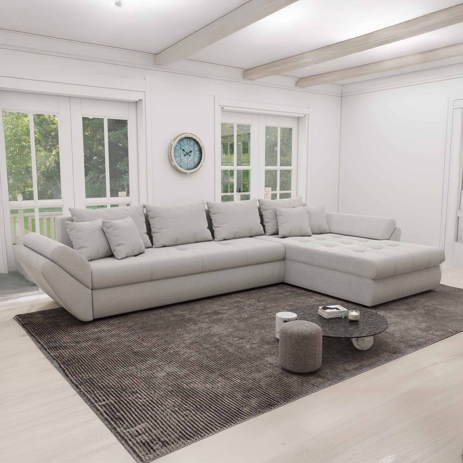 Colțar extensibil dumonde cu ladă de depozitare Loana XL Vibe Bej 03 II 335x185 cm