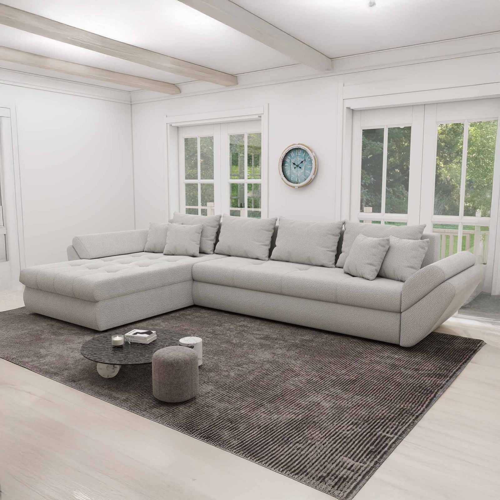 Colțar extensibil dumonde cu ladă de depozitare Loana XL Vibe Bej 03 335x185 cm