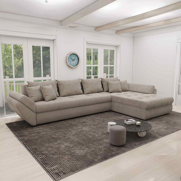 Colțar extensibil dumonde cu ladă de depozitare Loana XL Vibe Bej 06 II 335x185 cm