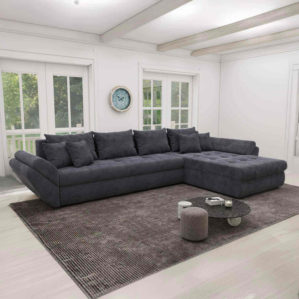 Colțar extensibil dumonde cu ladă de depozitare Loana XL Vibe Gri Antracit II 335x185 cm