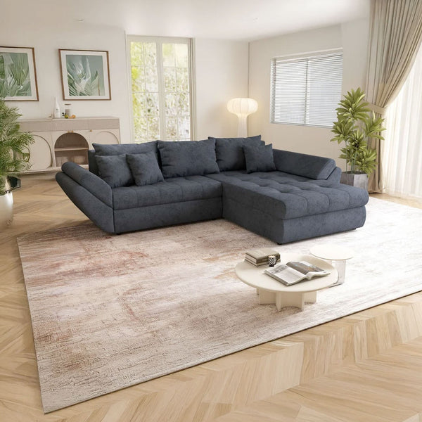 Colțar extensibil dumonde cu ladă de depozitare si sezut confortabil din spuma HR, Loana Enjoy Antracit II 270x185 cm Fabrica