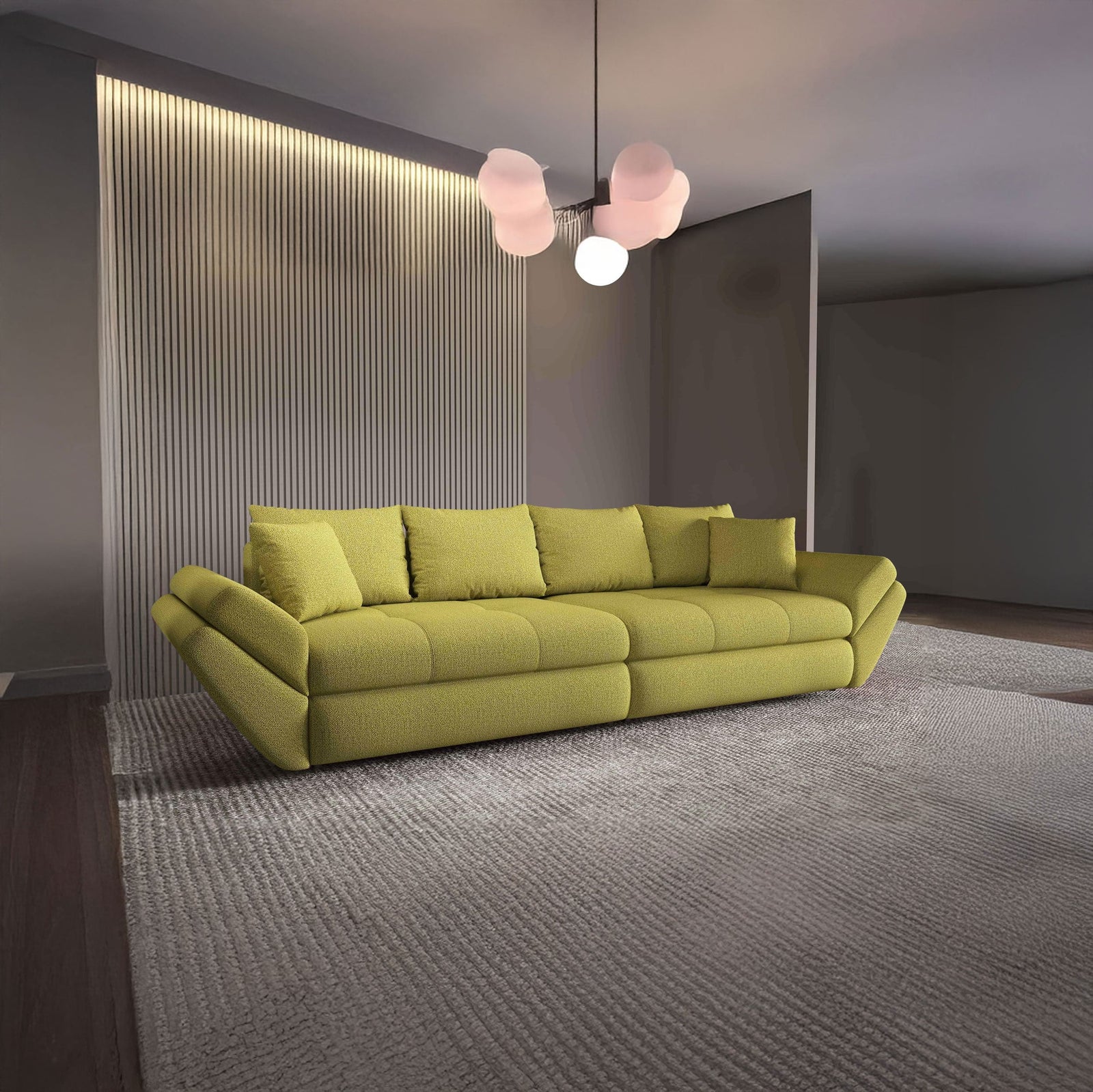 Canapea extensibilă dumonde cu ladă de depozitare si sezut confortabil din spuma HR, Loana Enjoy Verde 300x100 cm Fabrica