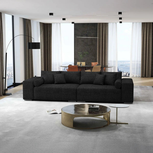 Canapea extensibilă dumonde cu ladă de depozitare si sezut confortabil din spuma HR, Marbela Dark XXL 295x100 cm Fabrica