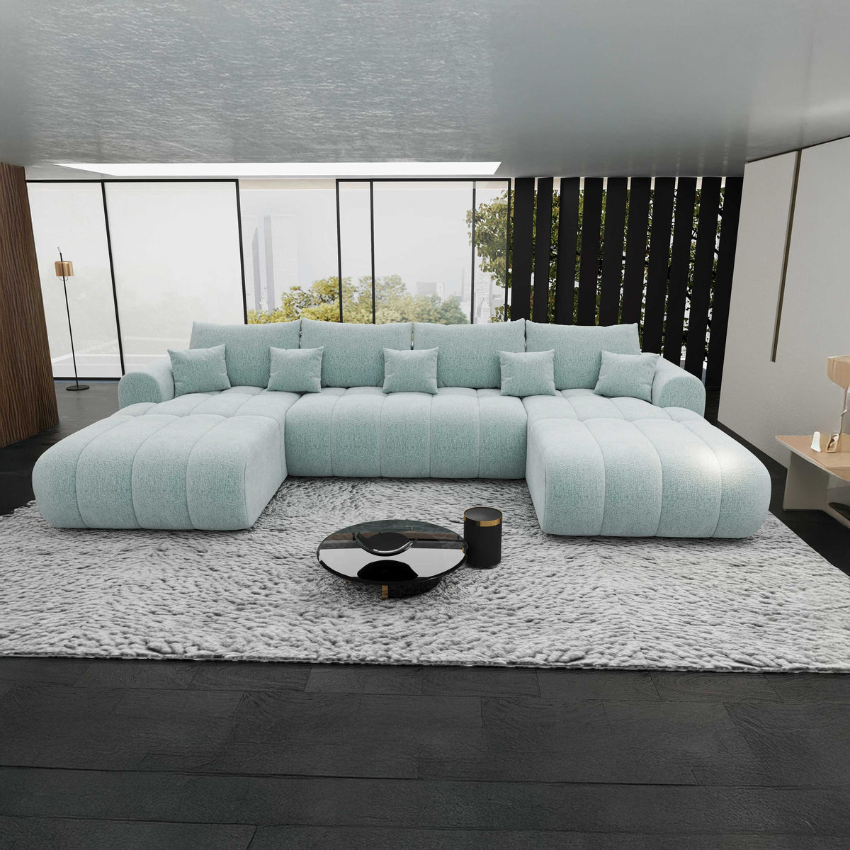 Colțar extensibil dumonde Milano U Jaguar Verde Mint 365x190 cm – imagine principală