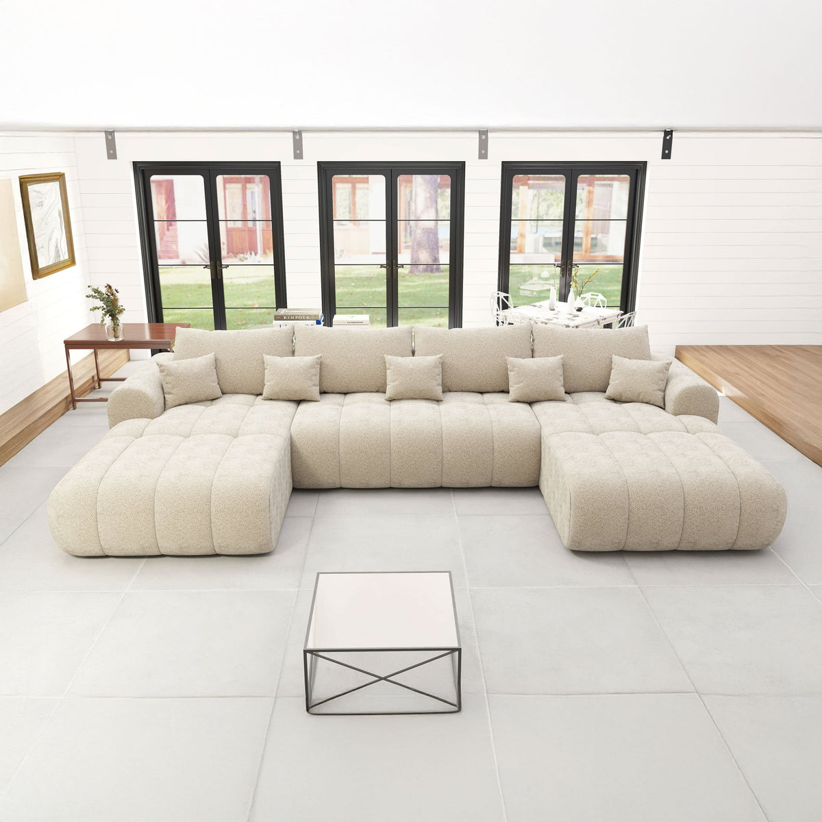 Colțar extensibil dumonde Milano U Quelle Bej 365x190 cm – imagine principală