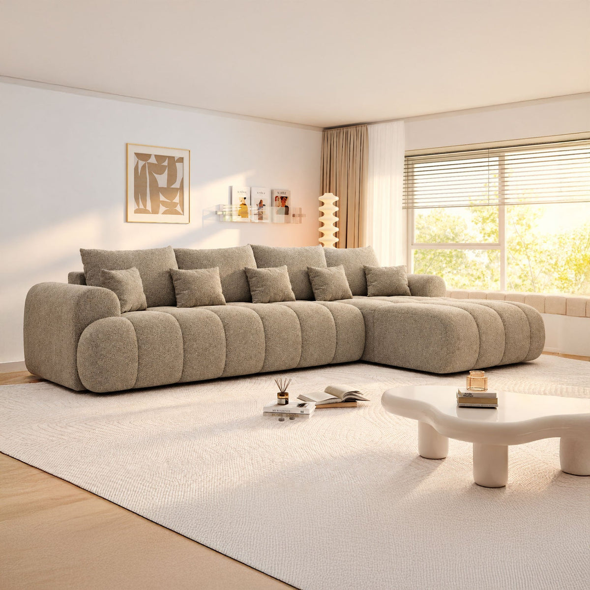 Colțar extensibil dumonde Milano XL Arena 04 Bej II 327x175 cm – imagine principală