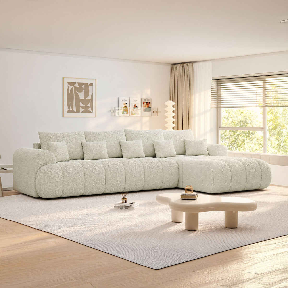 Colțar extensibil dumonde Milano XL Jaguar 01 Ivory II 327x175 cm – imagine principală