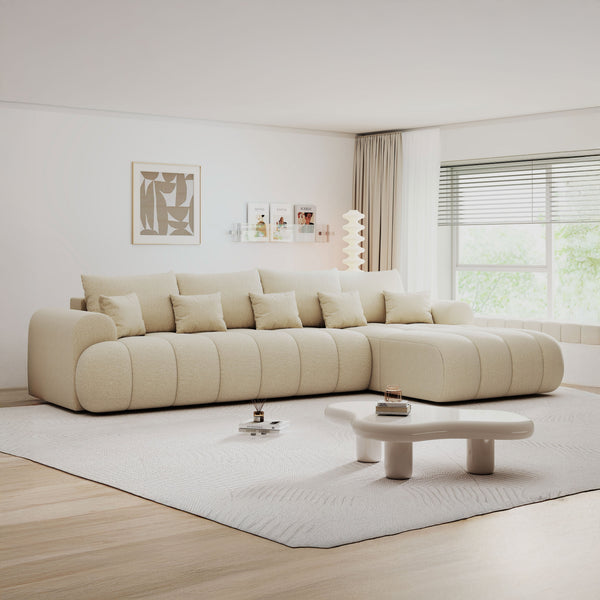 Colțar extensibil dumonde Milano XL Jaguar 04 Bej II 327x175 cm – imagine principală