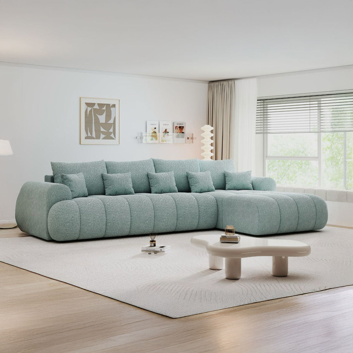 Colțar extensibil dumonde Milano XL Jaguar 16 Verde Mint II 327x175 cm – imagine principală