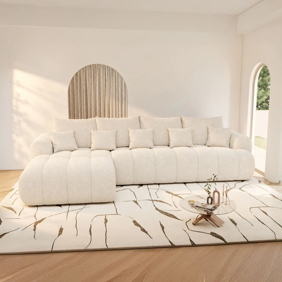 Colțar extensibil dumonde Milano XL Monte 03 Bej 327x175 cm – imagine principală
